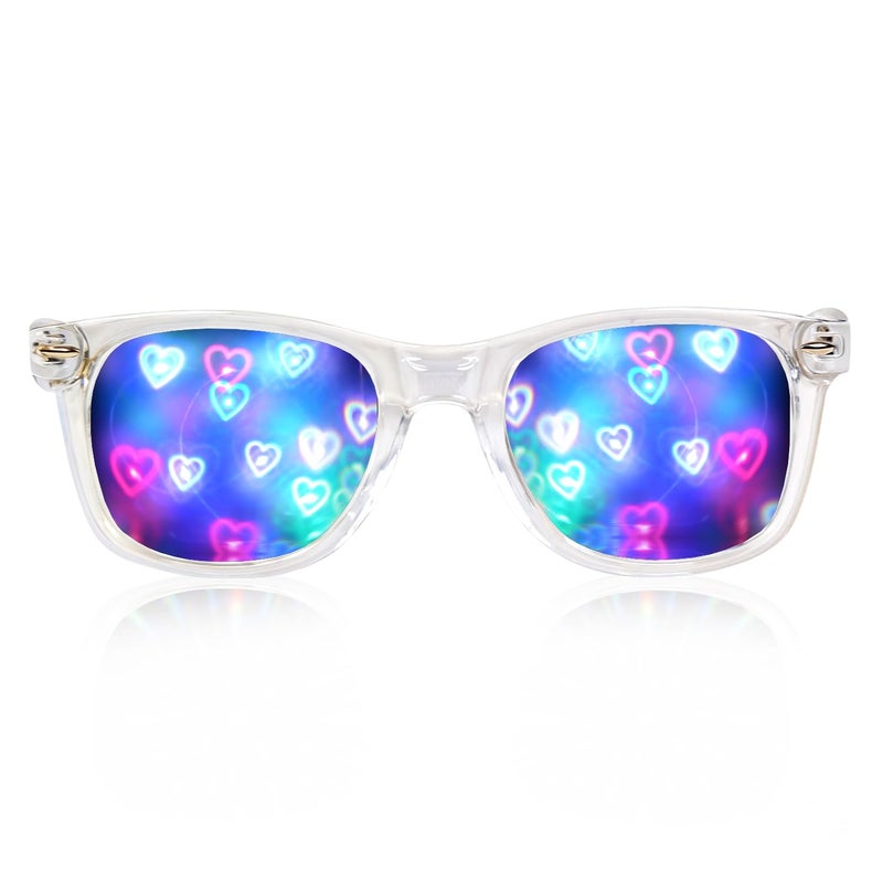 GloFX Ultimate Diffraction Glasses - 3D Rainbow Heart Effect with Clear Frames - Great Edm, Concert, and Rave Accessory - Image 2